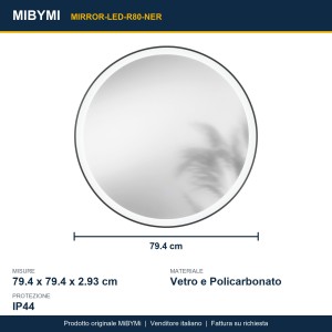 Specchio LED 20W CCT 80 cm IP44 ORONERO Nero e Oro - MiBYMi - foto 3