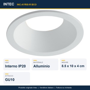 Faretto da incasso rotondo GU10 IP20 AYRIS Bianco e Nero - Intec - foto 2