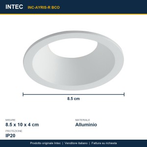 Faretto da incasso rotondo GU10 IP20 AYRIS Bianco e Nero - Intec - foto 3