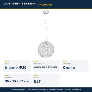 Sospensione E27 in Cromo 35 cm Luce Ambiente e Design ASTRA - foto 3