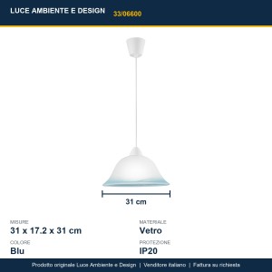 Sospensione 700 in vetro blu E27 Luce Ambiente e Design - foto 4