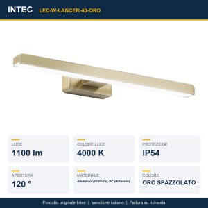 Plafoniera LED bagno 10W 4000K 40 cm oro Intec LANCER - foto 2