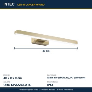 Plafoniera LED bagno 10W 4000K 40 cm oro Intec LANCER - foto 3