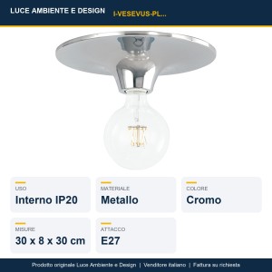 Plafoniera E27 cromata Ø30 cm Luce Ambiente e Design VESEVUS - foto 2