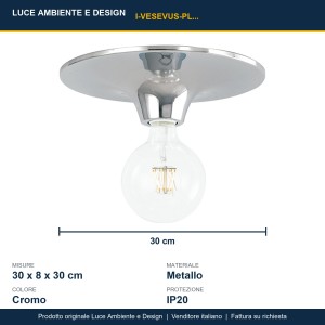 Plafoniera E27 cromata Ø30 cm Luce Ambiente e Design VESEVUS - foto 3
