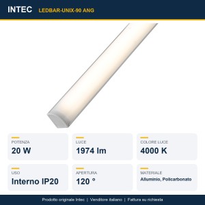 Barra LED sottopensile angolare 20W 4000K 90 cm argento Intec UNIX - foto 3