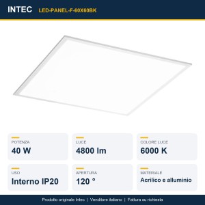 Pannello LED 40W 60x60 6000K Bianco Intec PANEL - foto 2