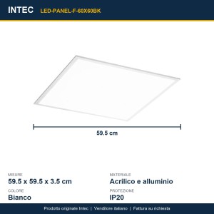 Pannello LED 40W 60x60 6000K Bianco Intec PANEL - foto 3