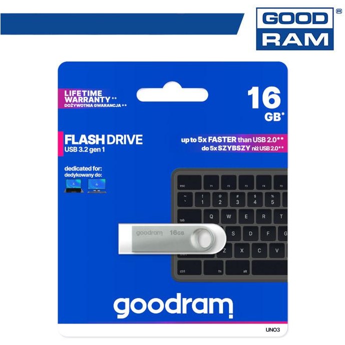 Pendrive GoodRAM 16GB UNO3 USB 3.2 - retail blister Pendrive GoodRAM 16GB UNO3 USB 3.2 - retail blister