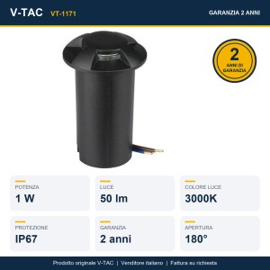 Faretto LED segnapasso da interramento 1W 4 fasci Nero 12V IP67 V-TAC VT-1171 - foto 10