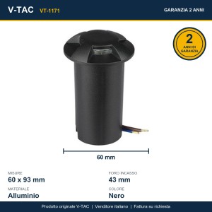 Faretto LED segnapasso da interramento 1W 4 fasci Nero 12V IP67 V-TAC VT-1171 - foto 11