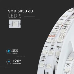 Striscia LED SMD 5050 10W/m 24V 5m V-TAC VT-5050-24V - Bobina da 5 m - foto 5