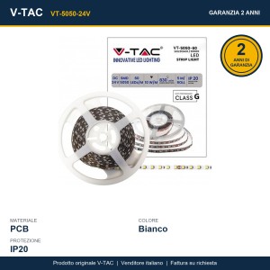 Striscia LED SMD 5050 10W/m 24V 5m V-TAC VT-5050-24V - Bobina da 5 m - foto 13