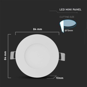 Mini pannello LED 3W rotondo da incasso bianco V-TAC - foto 9