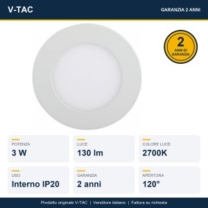 Mini pannello LED 3W rotondo da incasso bianco V-TAC - foto 10