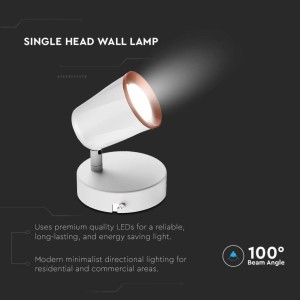 Faretto LED da muro orientabile 5W IP20 bianco V-TAC VT-806 - foto 5