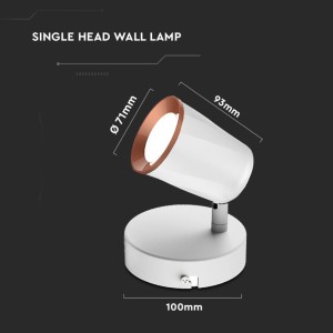 Faretto LED da muro orientabile 5W IP20 bianco V-TAC VT-806 - foto 7