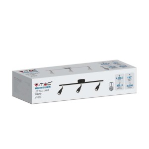 Faretto LED da muro triplo 13,5W nero IP20 V-TAC VT-813 - foto 3