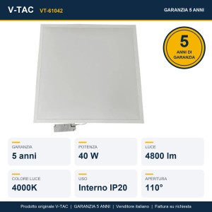 Pannello LED da incasso 40W 595x595mm V-TAC VT-61042 - foto 11