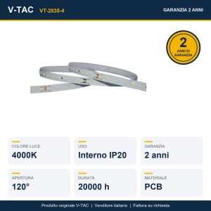 Striscia LED SMD 2835 4W/m 24V bobina 5m V-TAC VT-2835-4 - Bobina da 5 m - foto 10