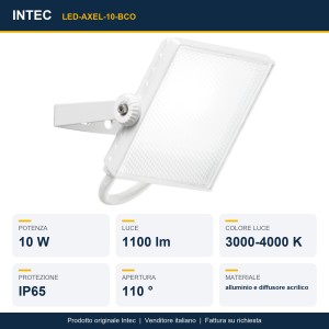 Proiettore LED da esterno 10W CCT IP65 bianco Intec AXEL - foto 2