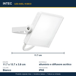 Proiettore LED da esterno 10W CCT IP65 bianco Intec AXEL - foto 3