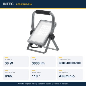 Proiettore LED da esterno 30W CCT 3000/4000/6500K IP65 Intec - foto 2