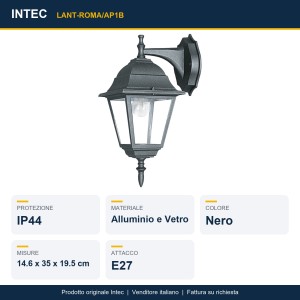 Applique da esterno E27 IP44 nero Intec ROMA - foto 2