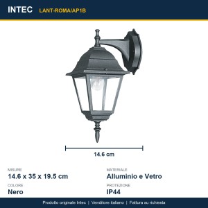 Applique da esterno E27 IP44 nero Intec ROMA - foto 3