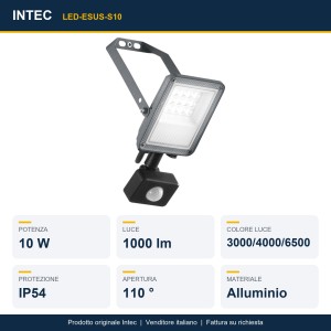 Proiettore LED da esterno 10W CCT IP54 Intec ESUS - foto 2