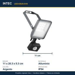 Proiettore LED da esterno 10W CCT IP54 Intec ESUS - foto 3