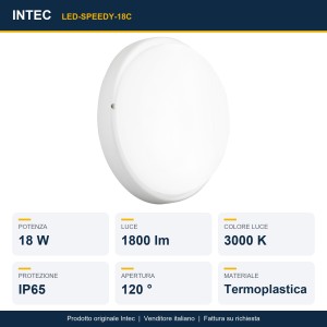 Plafoniera LED da esterno 18W 3000K IP65 bianca Intec - foto 2