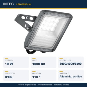 Proiettore LED da esterno 10W CCT IP65 argento Intec - foto 2