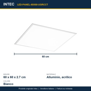 Pannello LED 40W 60x60 cm CCT bianco Intec - foto 3