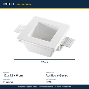 Faretto da incasso quadrato GU10 bianco Intec SNOW - foto 3