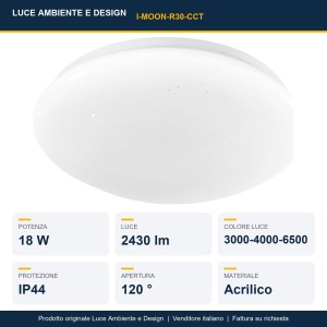 Plafoniera LED bagno 18W CCT IP44 bianca Ø30 cm Luce Ambiente e Design - foto 2