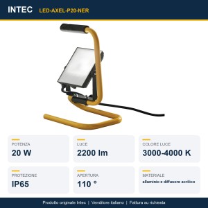 Proiettore LED da esterno 20W CCT IP65 nero Intec AXEL - foto 2