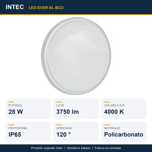 Plafoniera da esterno LED 28W 4000K IP65 bianca Intec EVER - foto 2