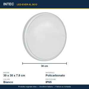 Plafoniera da esterno LED 28W 4000K IP65 bianca Intec EVER - foto 3