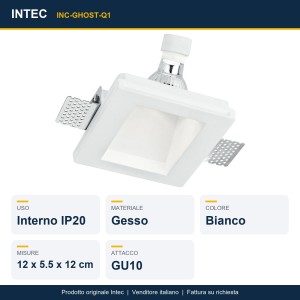 Faretto da incasso quadrato GU10 bianco Intec GHOST - foto 2