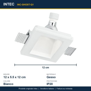 Faretto da incasso quadrato GU10 bianco Intec GHOST - foto 3