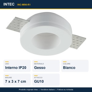Incasso GU10 rotondo in gesso bianco 1 luce Intec - foto 2