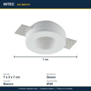Incasso GU10 rotondo in gesso bianco 1 luce Intec - foto 3