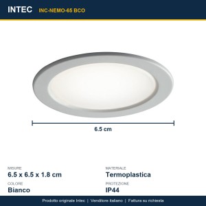 Faretto LED da incasso sottopensile 3W 4000K IP44 bianco Intec NEMO - foto 3