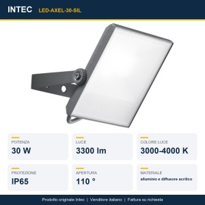 Proiettore da esterno LED 30W 3300 lm CCT IP65 Intec AXEL - foto 2