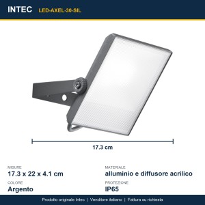 Proiettore da esterno LED 30W 3300 lm CCT IP65 Intec AXEL - foto 3