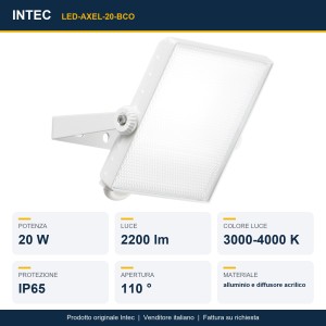 Proiettore LED 20W CCT 3000-4000K IP65 Intec - foto 2