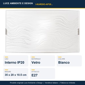 Applique da interno 2 luci E27 bianca in vetro Luce Ambiente e Design KARDIO - foto 2