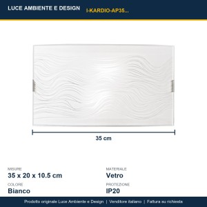 Applique da interno 2 luci E27 bianca in vetro Luce Ambiente e Design KARDIO - foto 3