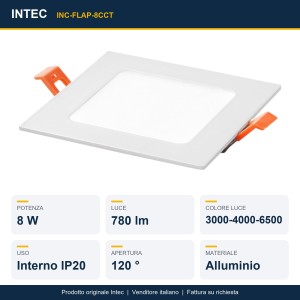 Faretto da incasso LED 8W CCT 3000-4000-6500K bianco Intec FLAP - foto 2